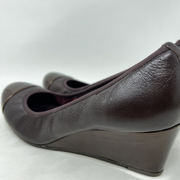 FS/NY French Sole Wedge Cap Toe Brown Bronze Leather Womens US 8 B - Picture 8 of 13
